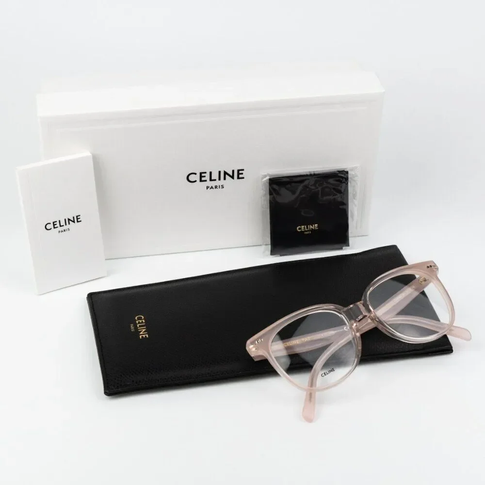 NEW Celine CL5010IN 072 THIN 2 DOTS Shiny Rose Pink Unisex Geometric Eyeglasses